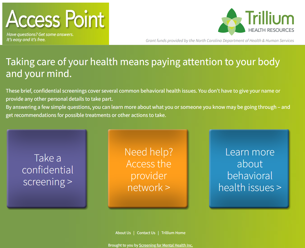 Picture of homepage for Access Point website