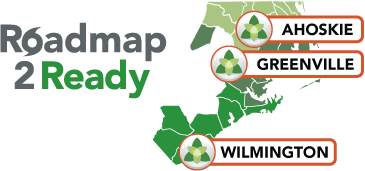 map of eastern NC Trillium catchment area with the words roadmap to ready