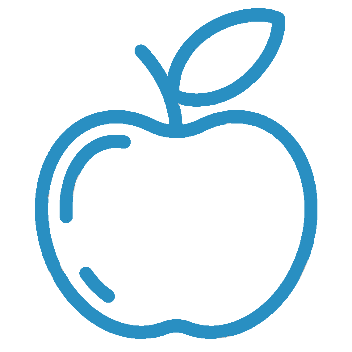 blue outline of an apple