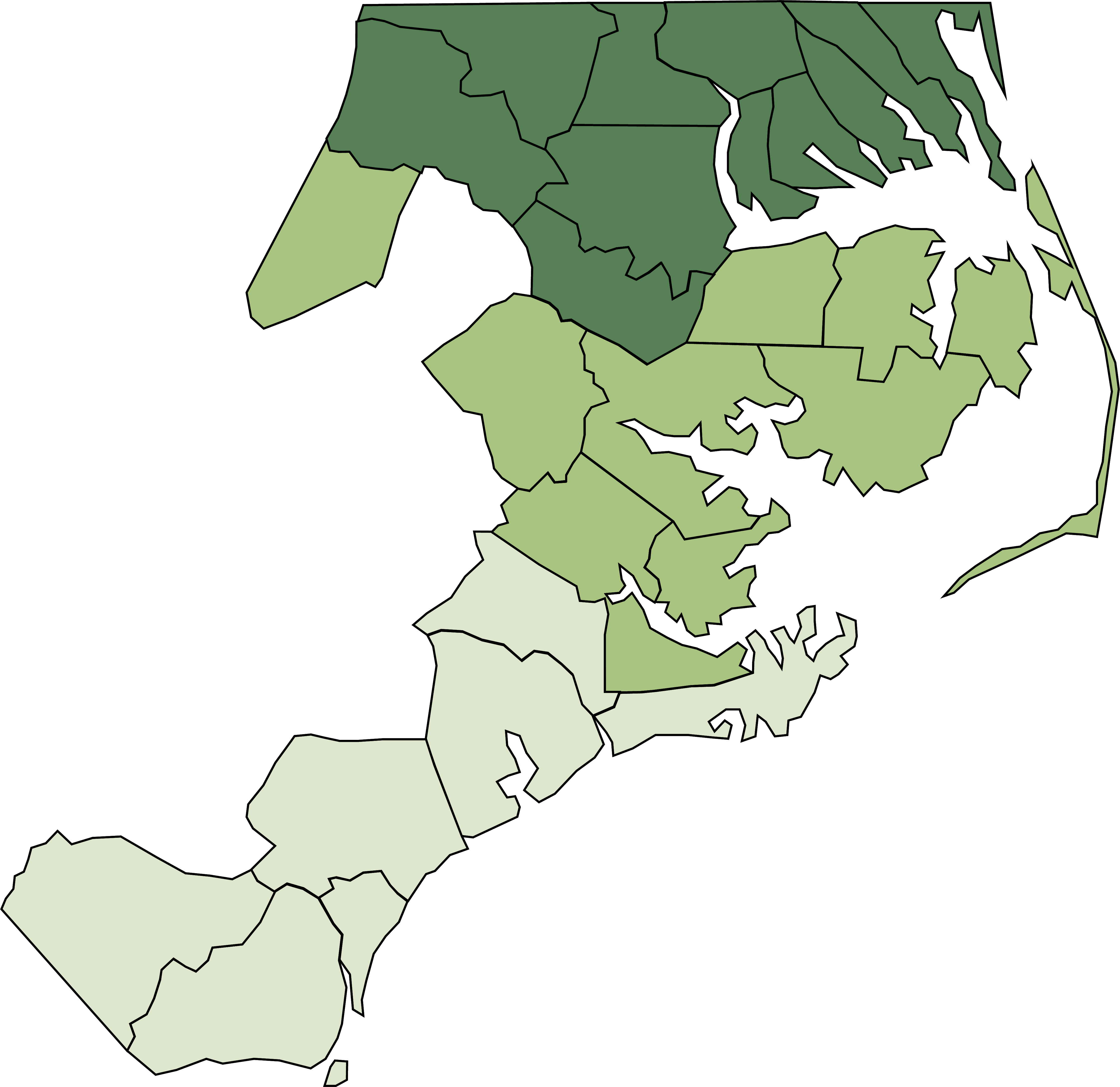 Trillium Catchment area map of eastern NC
