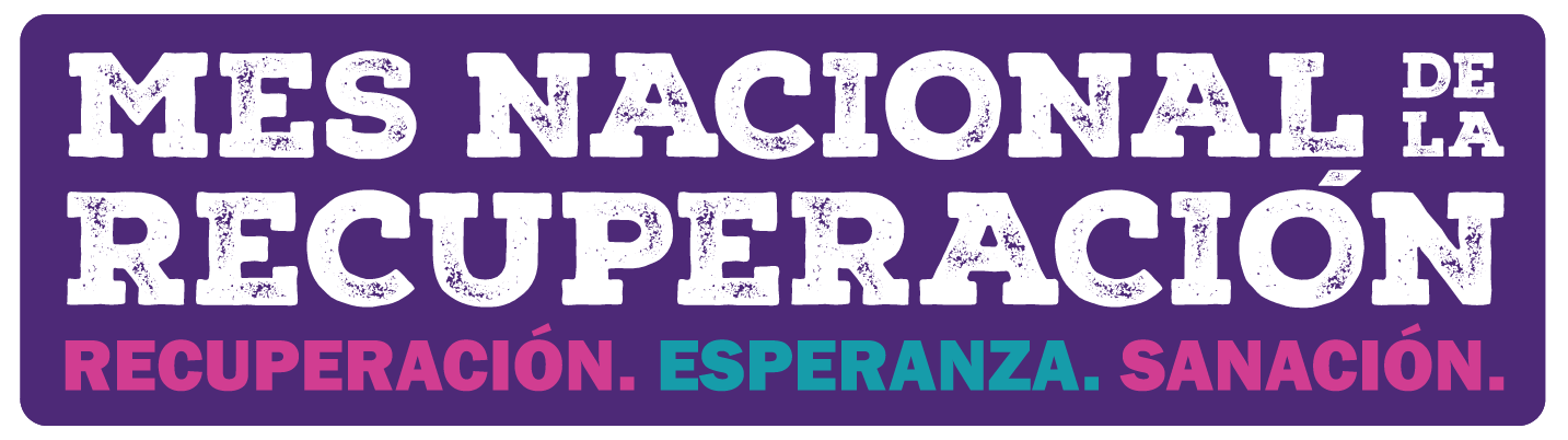un fondo morado con las palabras concientización de la Recuperación
