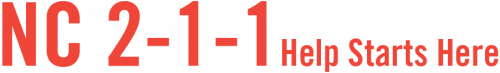 Red letters showing NC 211 helps starts here sign