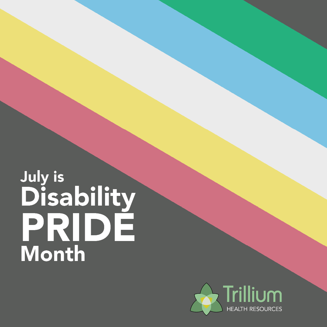 multicolor flag promoting the Disability Pride Month