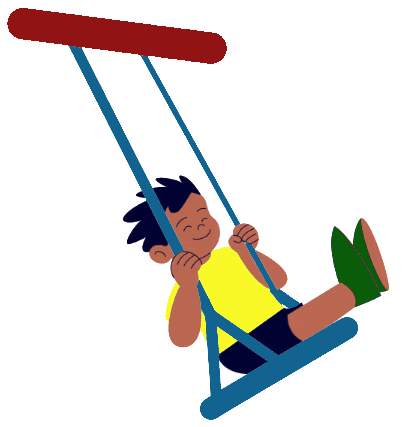 Cartoon of a boy enjoying a swing