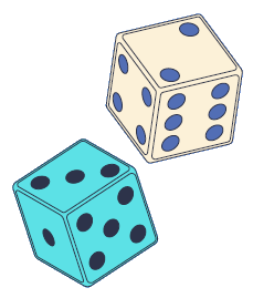 cartoon of a blue and white dices