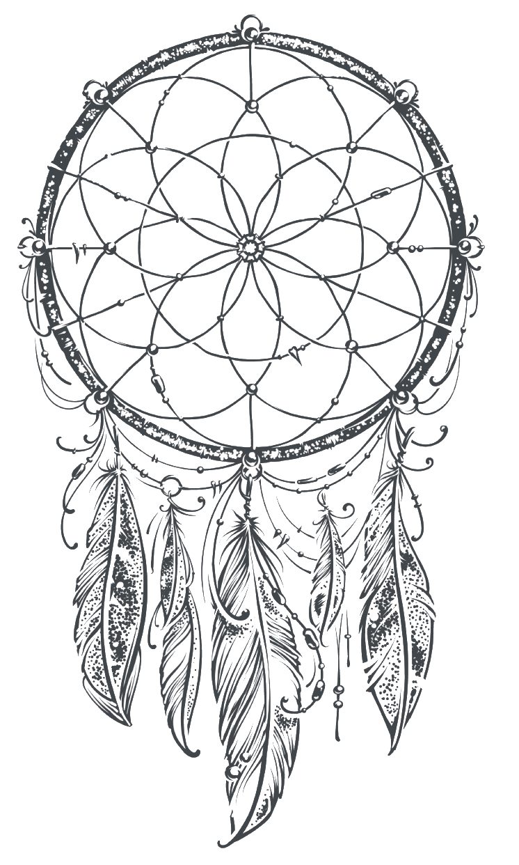 black outline of a dreamcatcher