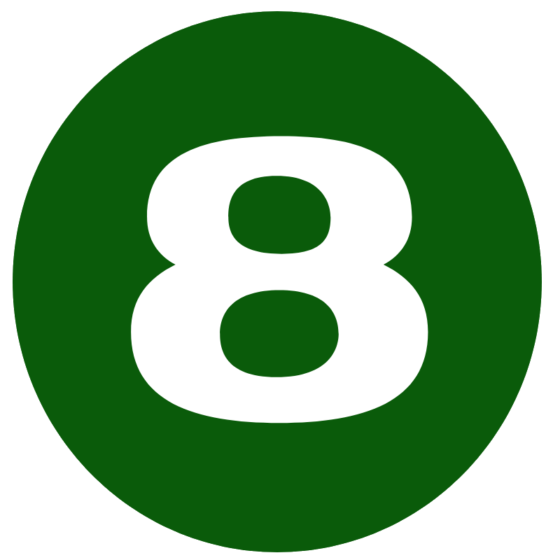 the number 8 inside a green circle