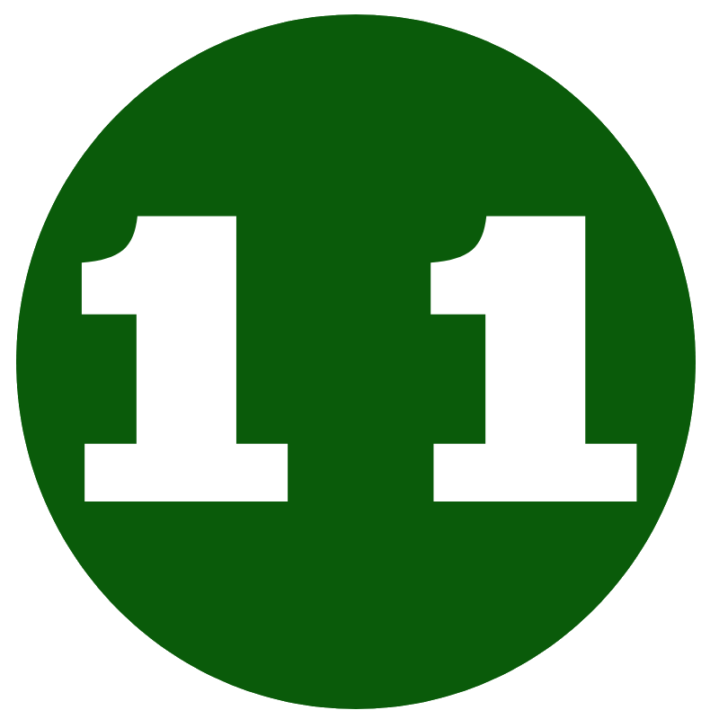 the number 11 inside a green circle