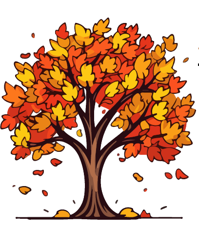 A clip art of a tree on fall season