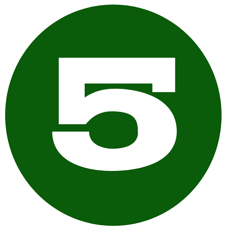 the number 5 inside a green circle
