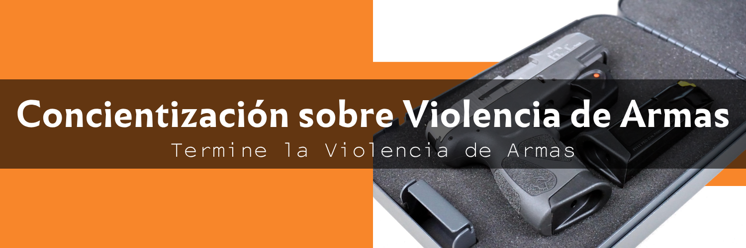 fondo naranja con un arma de fuego en una caja fuerte