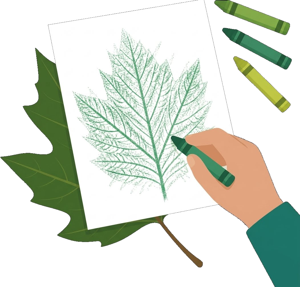 A cartoon a hand making a leaf