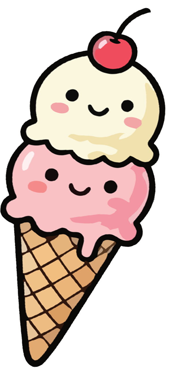 A cartoon of an ice cream cone with two flavors