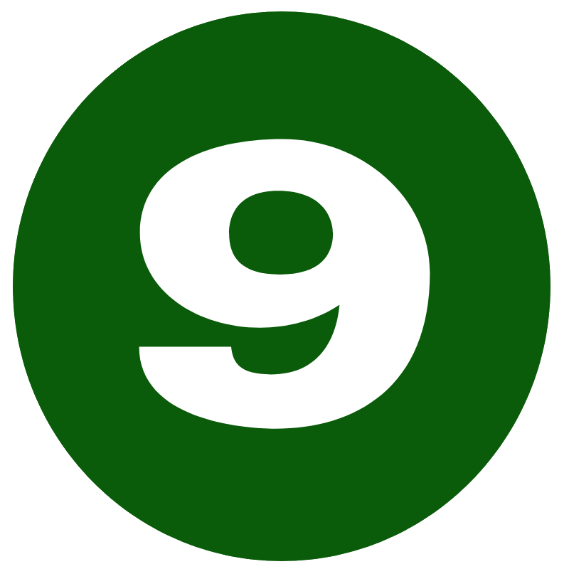 the number 9 inside a green circle