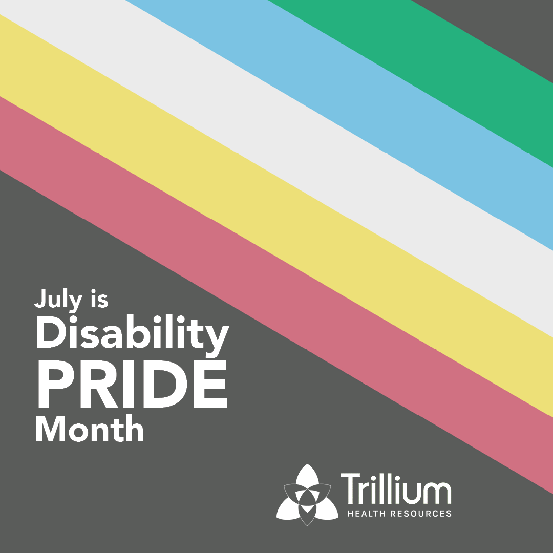 multicolor flag promoting the Disability Pride Month