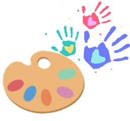 A carton of colorful hands prints