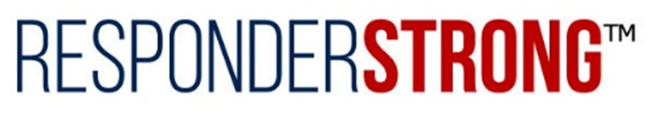 Responder Strong logo, the word Responder in navy blue and Strong in red