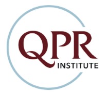 Logo of the QPR institute with red letters and navy blue 