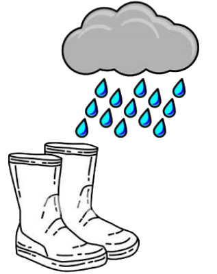 A cloud with drops of rain over a rain boots