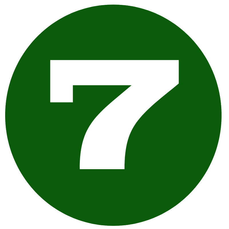 the number 7 inside a green circle