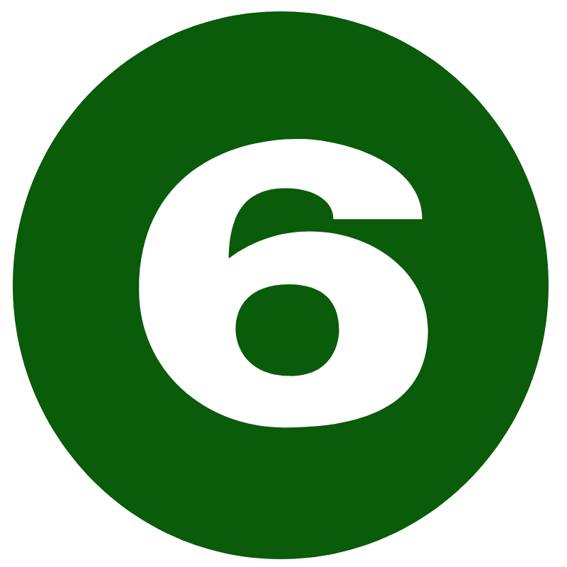 the number 6 inside a green circle