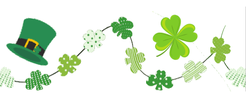 a garland with green four leaves clover