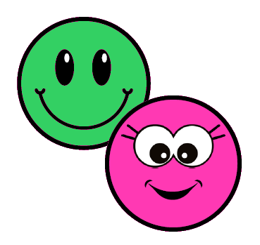 Cartoon of two happy face simulationing stress ball
