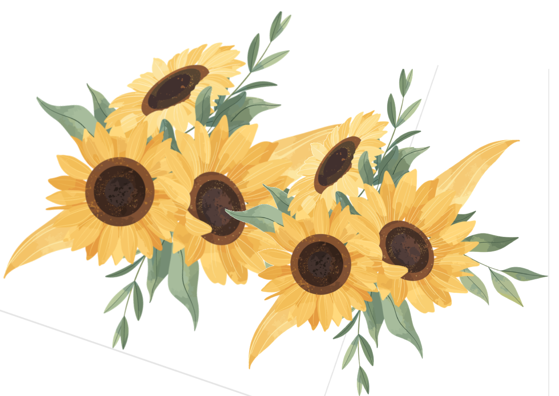 A cartoon a bunch of sunflower