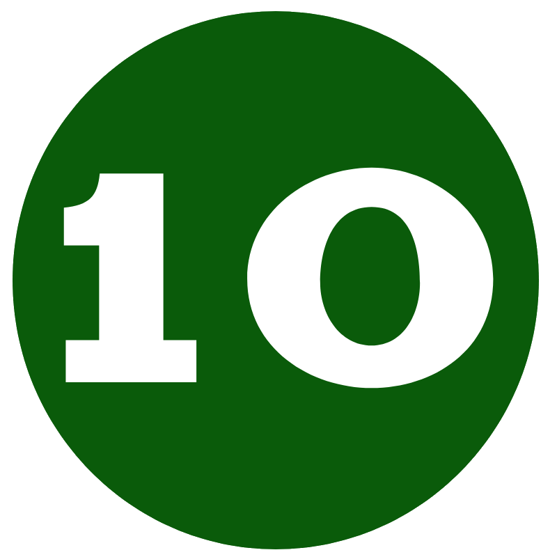the number 10 inside a green circle