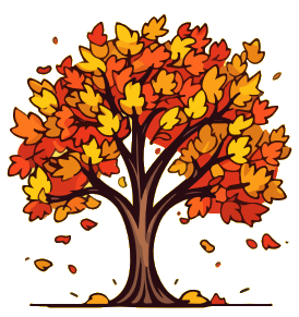 A cartoon of a tree on the fall season