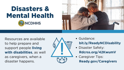 A flier with two older people comforting each other