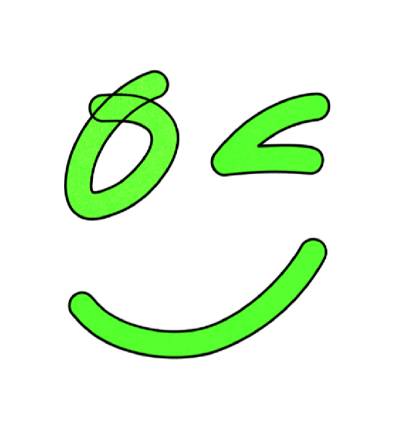 A wink smiling face green color
