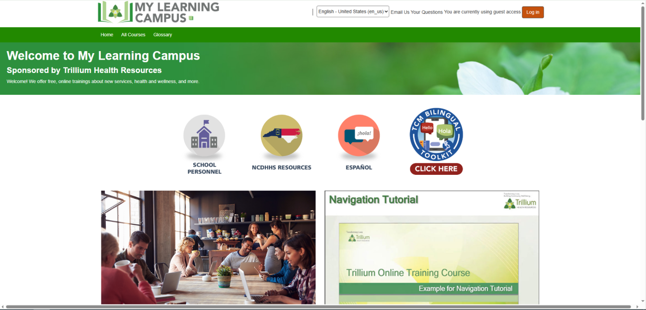 A green background with white letters Welcome to My Learning Campus
