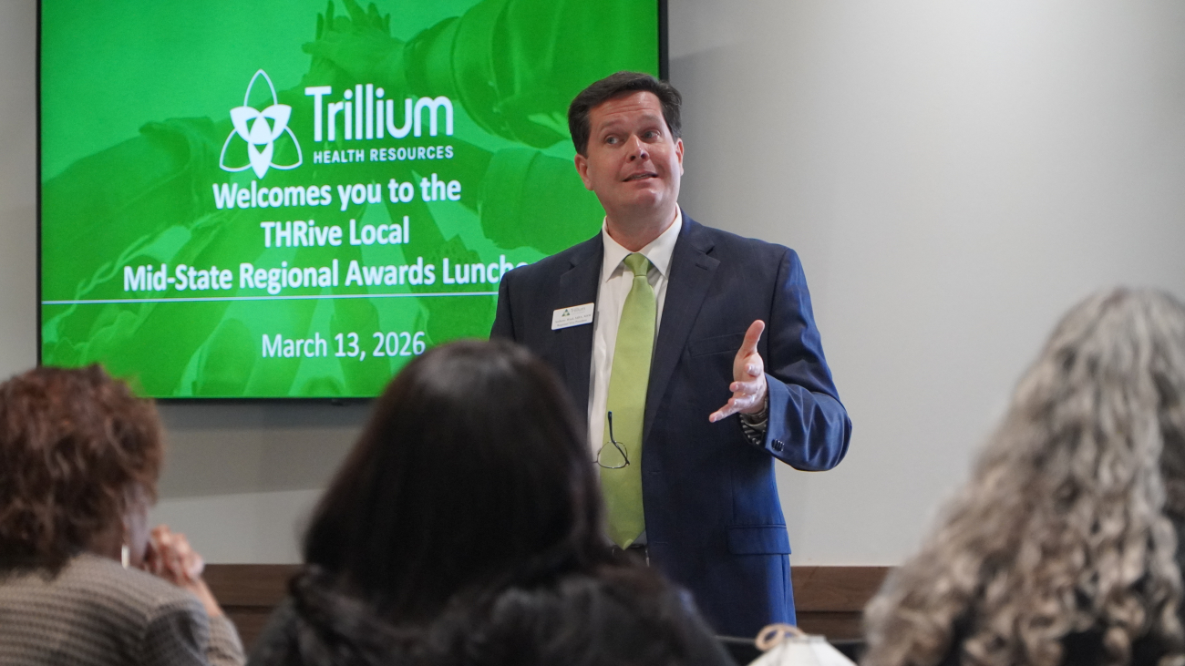 Anthony Ward presents at the THRive Local awards in the Mid-State